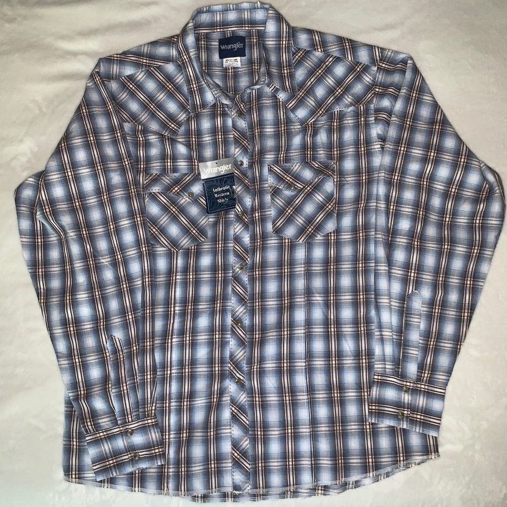 Mens Wrangler Authentic Western Long-Sleeve Shirt